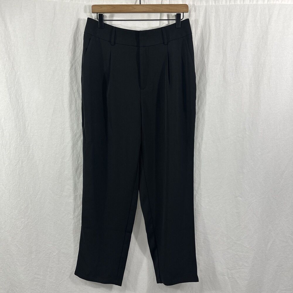 Halara Flex Pleat Front High Waist Tapered Work Black Dress Pants Womens Sz L